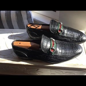 Gucci Crocodile Moccasin w/ Web